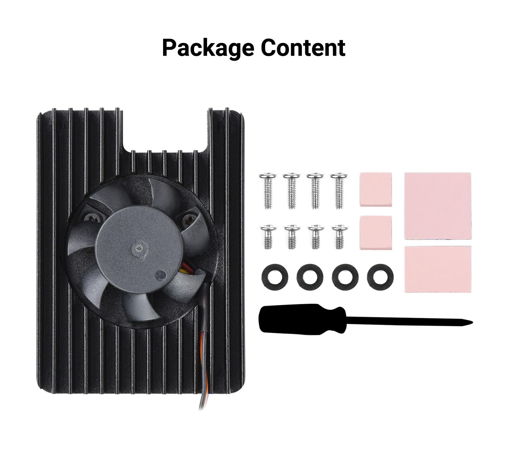 waveshare Cooling Fan for Raspberry Pi Compute Module 4 CM4, All-in-one Heatsink, PWM Speed Adjustable, 8000±10% RPM, Low Noise, with Thermal Tapes