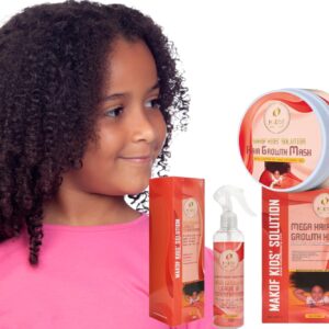 MAKOF Kid’s Hair Growth Set. Shampoo & Conditioner with black castor oil, Wheat Protein, Argan, Jojoba, Aloe Vera, , Mask Treatment and Leave-in, Sulfate Paraben Free, No harsh chemicals.