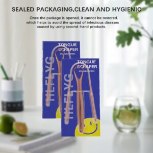 HLFLYG 4 Pack Tongue Scrapers, Hygienic Seal-Pack, Professional Eliminate Bad Breath, Metal Tongue Brush,Effectively Improve Oral And Gut Health - Rose gold