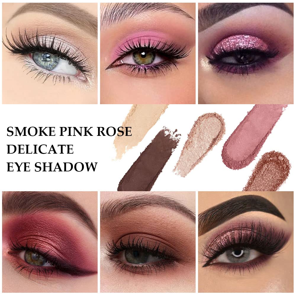 AMY'S DIARY Pink eye shadow palettes,9 Colors Pink Rose Shimmer matte High Pigmented Glitter Pallete Eyeshadow Makeup Colorful Lasting Waterproof Makeup Eyeshadow Palette