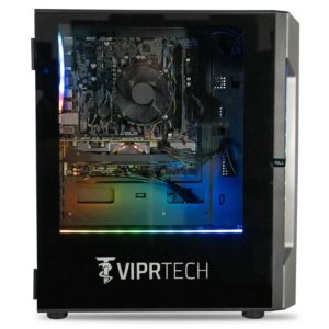 ViprTech Rebel 1.0 Gaming PC - AMD Ryzen 5 (12-LCore 3.9Ghz), GTX 1660 Super 6GB, 16GB DDR4 3200, 512GB NVMe SSD, WiFi, RGB, Windows 11 Pro, Desktop Computer Tower Black