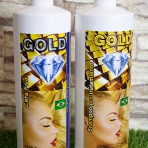 KERA FRUIT Cirugia Capilar Cera Fria Gold Diamond Azul con Shampoo 500 ML (Keratina Ultra Fuerte) Para Cabello Grueso