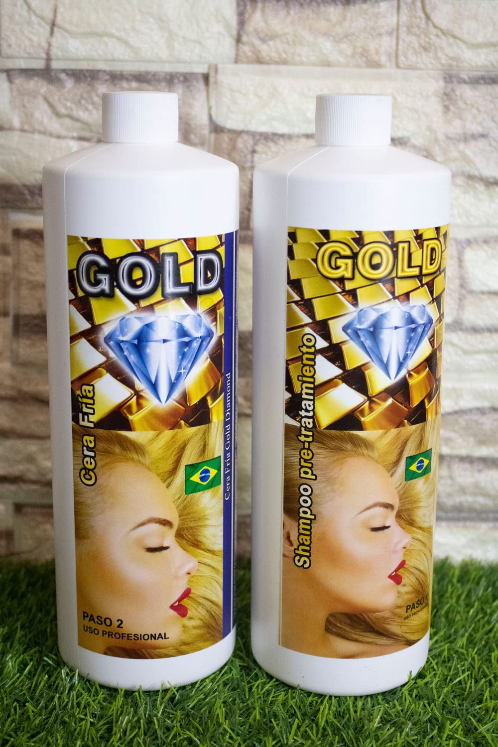 KERA FRUIT Cirugia Capilar Cera Fria Gold Diamond Azul con Shampoo 500 ML (Keratina Ultra Fuerte) Para Cabello Grueso