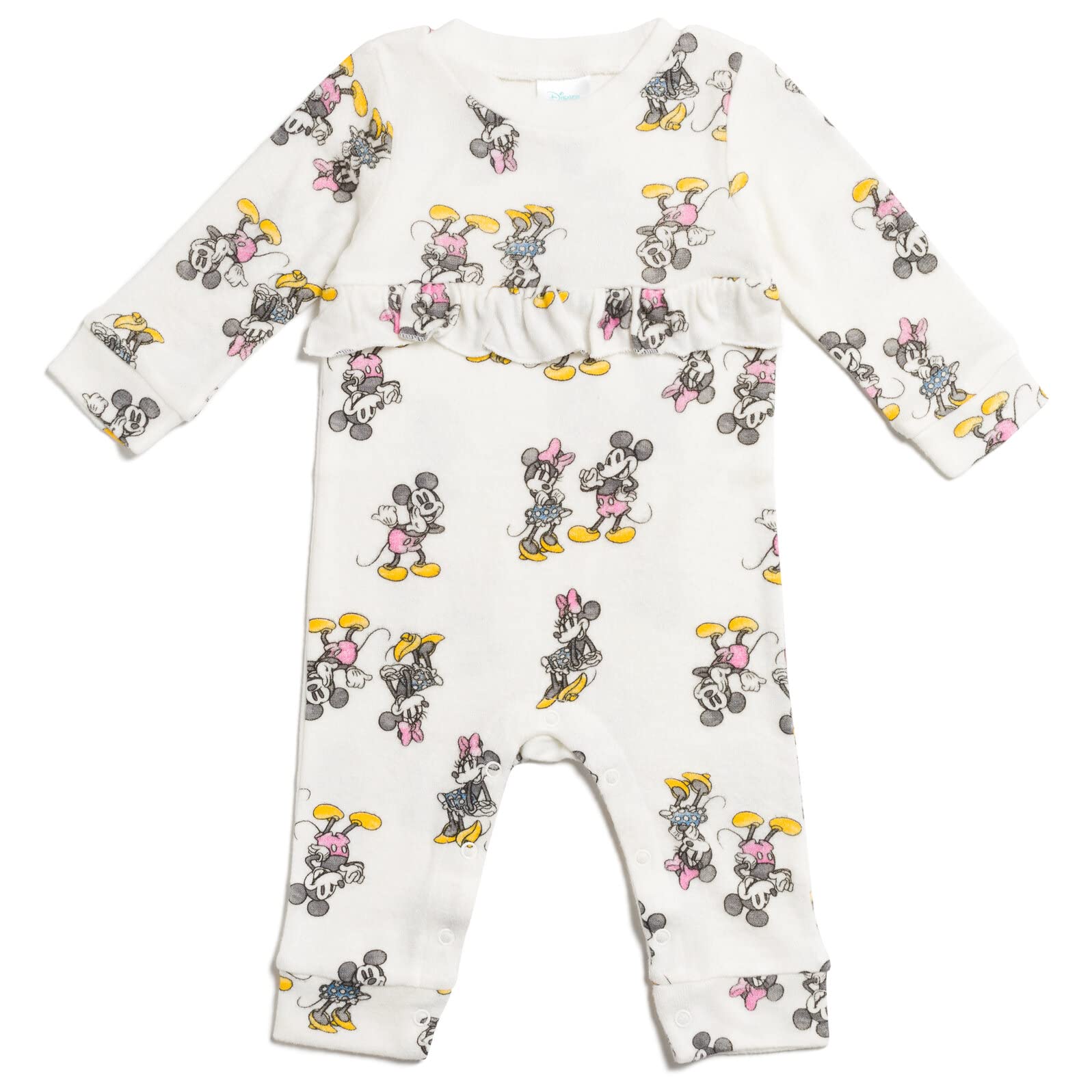 Disney Mickey Mouse Minnie Mouse Newborn Baby Girls Snap Sleep N' Play Coverall White 0-3 Months