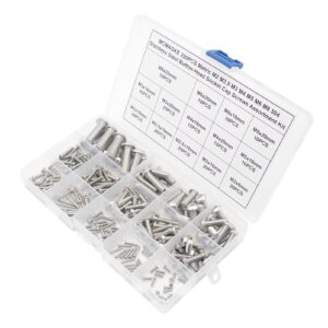 MCMASKE Metric M2 M2.5 M3 M4 M5 M6 M8 304 Stainless Steel Button Head Socket Cap Screws Assortment Kit