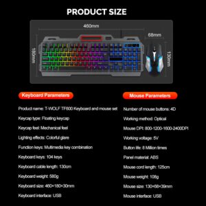 Gaming Keyboard And Mouse PC RGB Backlit Keyboard Rubber Keycaps Wired Keyboard Mouse Gamer Gaming Mouse