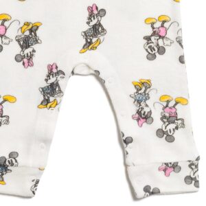 Disney Mickey Mouse Minnie Mouse Newborn Baby Girls Snap Sleep N' Play Coverall White 0-3 Months