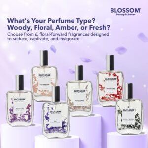 Blossom Unisex Eau De Parfum, Cruelty Free & Vegan Fragrance, Plant-based Perfume Spray with Real Flowers, Made in USA, 1.7oz, (Black Lotus, Jasmine, Vanilla, Mango, Spiced Blackberry), Ibiza Nights