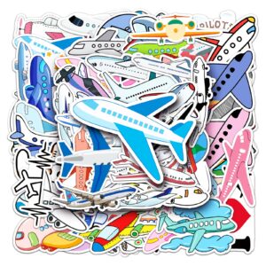 Airplane Stickers 50 Pieces Cartoon Airplane Waterproof Vinyl Decal for Laptop Flask Water Bottle Scrapbook Helmet Cell Phone Skateboard Decor Decal Kids Teen Adult Fashion Stickers