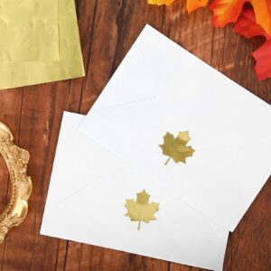 Whaline 500Pcs Fall Gold Foil Envelope Seal Stickers Maple Leaf Stickers Self-Adhesive Autumn Leaf Fall Label Decals for Greeting Invitation Cards Envelope Sealing Birthday Gift Wrapping Supplies