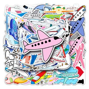 Airplane Stickers 50 Pieces Cartoon Airplane Waterproof Vinyl Decal for Laptop Flask Water Bottle Scrapbook Helmet Cell Phone Skateboard Decor Decal Kids Teen Adult Fashion Stickers