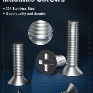 Zmbroll M3 Flat Head Machine Screws,304 Stainless Steel Phillips Countersunk Fasteners Bolts Assortment Kit M3 x 3mm / 4mm / 5mm / 6mm / 8mm / 10mm / 12mm / 14mm / 16mm/ 18mm