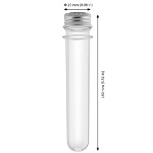 JAPCHET 80 Pack 25x140mm Clear Plastic Test Tubes, 40 ml Plastic Test Tubes with Screw Caps, Science Party Test Tubes, Transparent Plastic Test Tubes Gumball Candy Tubes