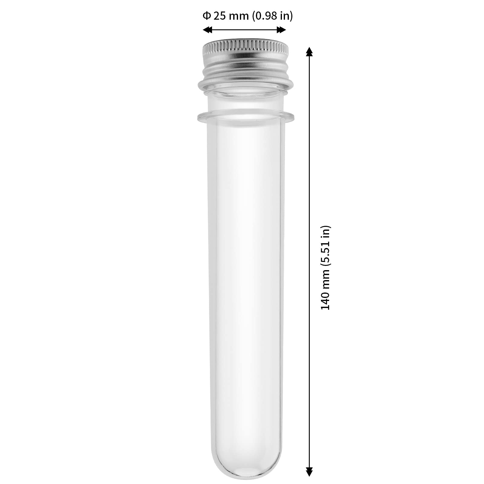 JAPCHET 80 Pack 25x140mm Clear Plastic Test Tubes, 40 ml Plastic Test Tubes with Screw Caps, Science Party Test Tubes, Transparent Plastic Test Tubes Gumball Candy Tubes