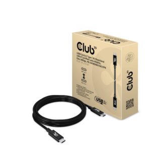 Club 3D CAC-1575 USB4 Gen3x2 Type C to Type C Bi-Directional Cable with 240W Charging, 20Gbps Data Transmission and Supports 4K60Hz Video 2m - 6.56ft