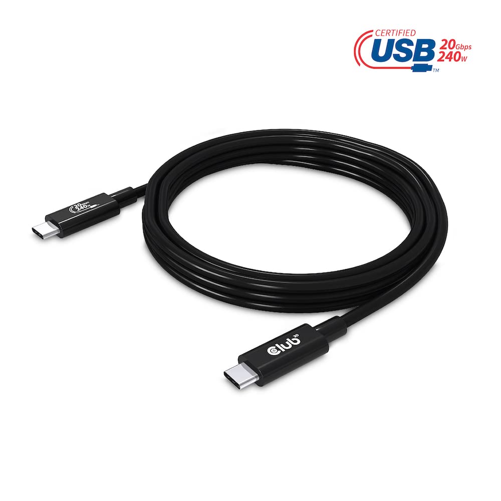 Club 3D CAC-1575 USB4 Gen3x2 Type C to Type C Bi-Directional Cable with 240W Charging, 20Gbps Data Transmission and Supports 4K60Hz Video 2m - 6.56ft