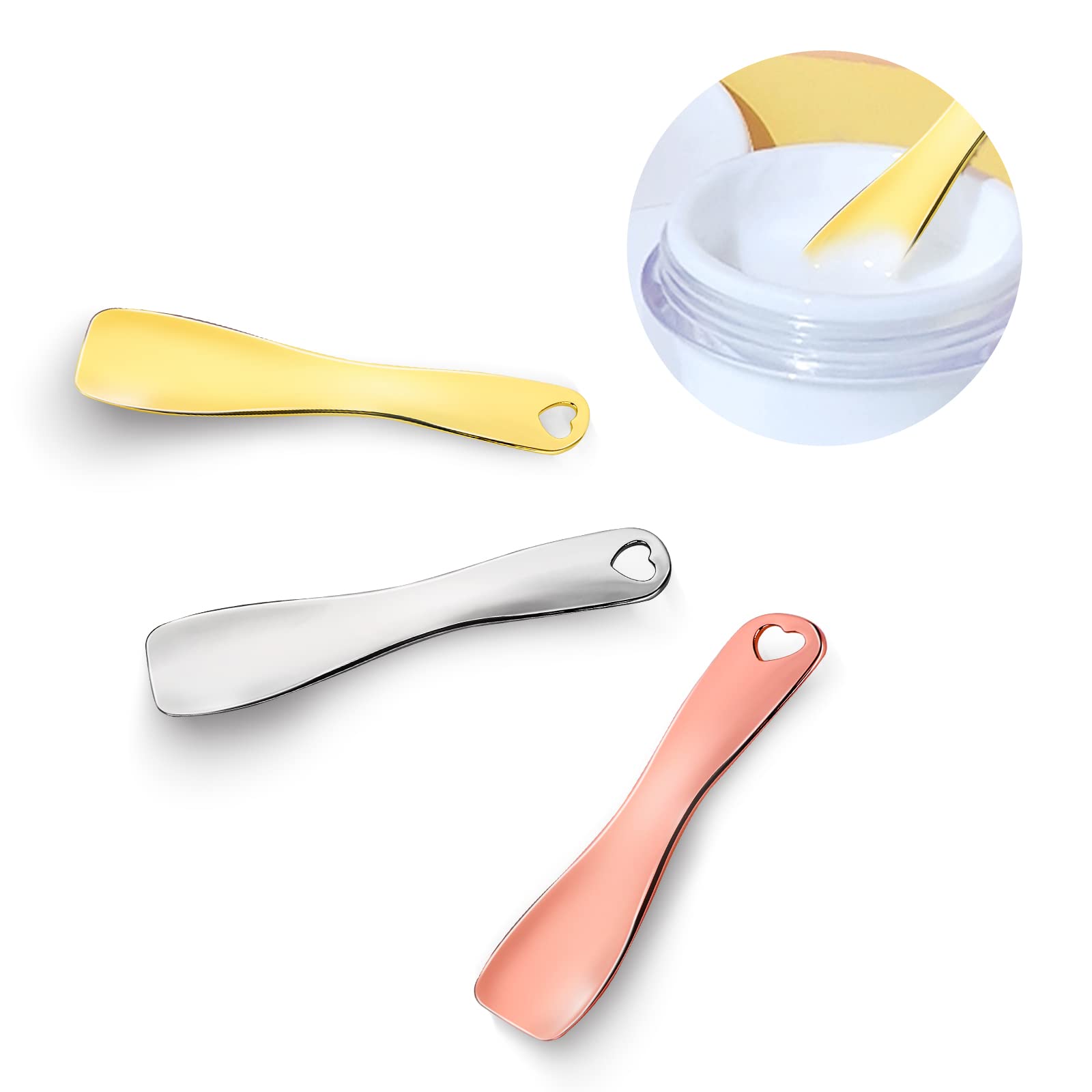 Sibba 3 Pieces Facial Massage Spatula Sticks Mini Skincare Tiny Spoons Face Eye Cream Lotion Makeup Applicator Tools Brush Set Reusable Skin Care Beauty Cosmetic Tool