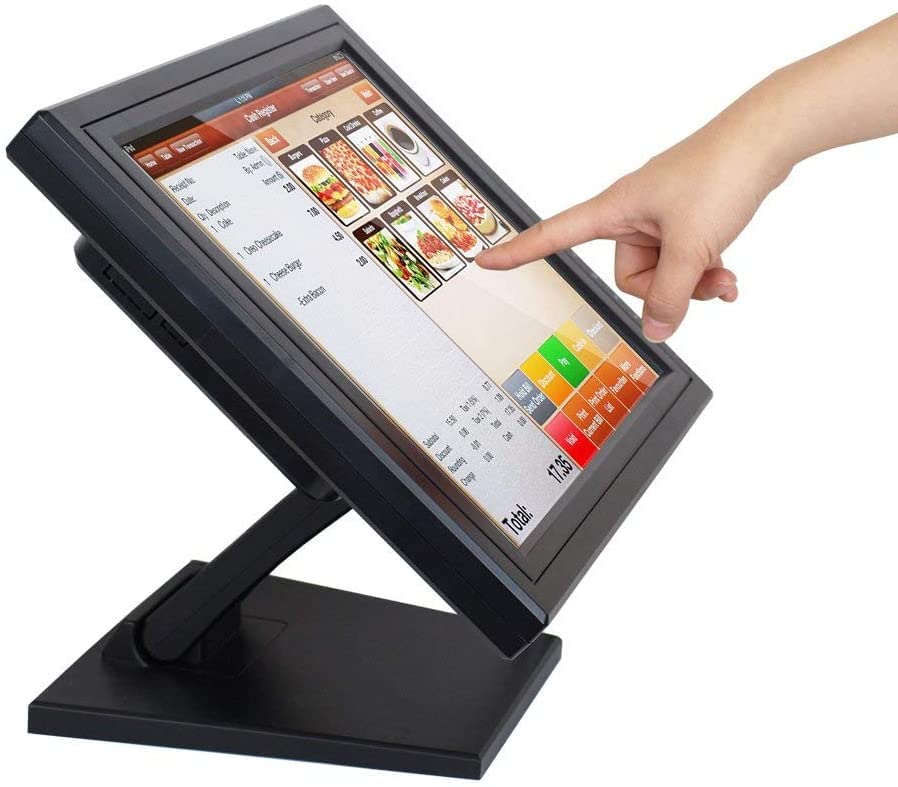 LOYALHEARTDY 17" Touch Screen LED Display Monitor, Cash Register VOD System POS Stand Restaurant VGA LED Touch Screen Monitor HD Touch Screen POS, with ergonomic base, 1280X1024 Maximum Resolution