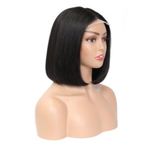 Rismale Hair Short Bob Wigs Human Hair Lace Closure Wigs Brazilian Straight Bob Human Hair Wigs 150% Density Pre Plucked with Baby Hair Natural Color (10, straight bob wig)