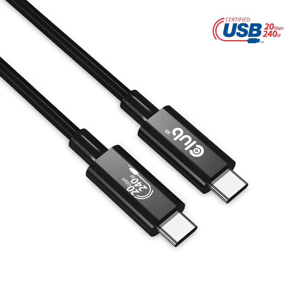 Club 3D CAC-1575 USB4 Gen3x2 Type C to Type C Bi-Directional Cable with 240W Charging, 20Gbps Data Transmission and Supports 4K60Hz Video 2m - 6.56ft