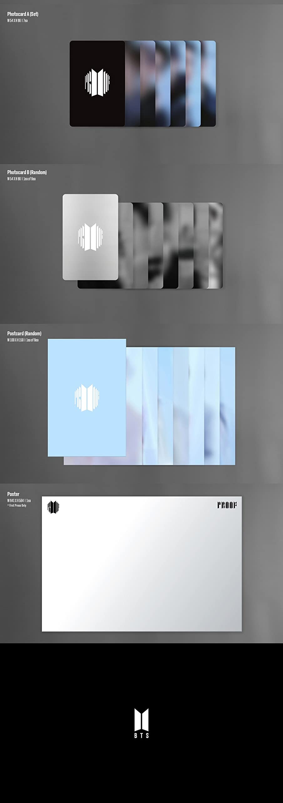 Dreamus BTS - Proof Standard+Compact Edition SET [BTS Anthology Album] 6CD+1Folded Poster, 188 x 250 x 59 mm (BHE0116)