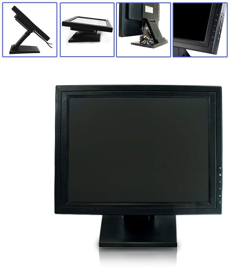 LOYALHEARTDY 17" Touch Screen LED Display Monitor, Cash Register VOD System POS Stand Restaurant VGA LED Touch Screen Monitor HD Touch Screen POS, with ergonomic base, 1280X1024 Maximum Resolution