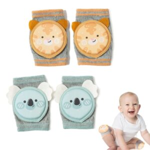 jamiptoc 2 pairs baby knee pads for crawling, baby knee protectors breathable crawling knee pads with sponge pad, anti-slip knee pads leg warmers protective cover for unisex babies infant toddler