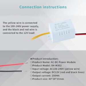 EC Buying AC DC Power Adapter, AC- DC Power Module 12V 250mA Switching Power Module Input AC 110-240V Output DC 12V 3W, Used in Consumer Electronics, Instrumentation, and Smart Home, Etc. (2PCS)