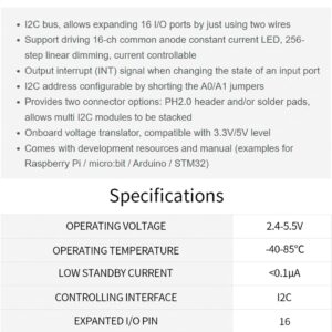 AW9523B IO Expansion Board for Raspberry Pi/Micro:bit/Ardu/STM32, I2C Interface, Expands 16 I/O Pins Allows Using 4 Expansion Boards at The Same Time, Expanding up to 64 I/O Ports