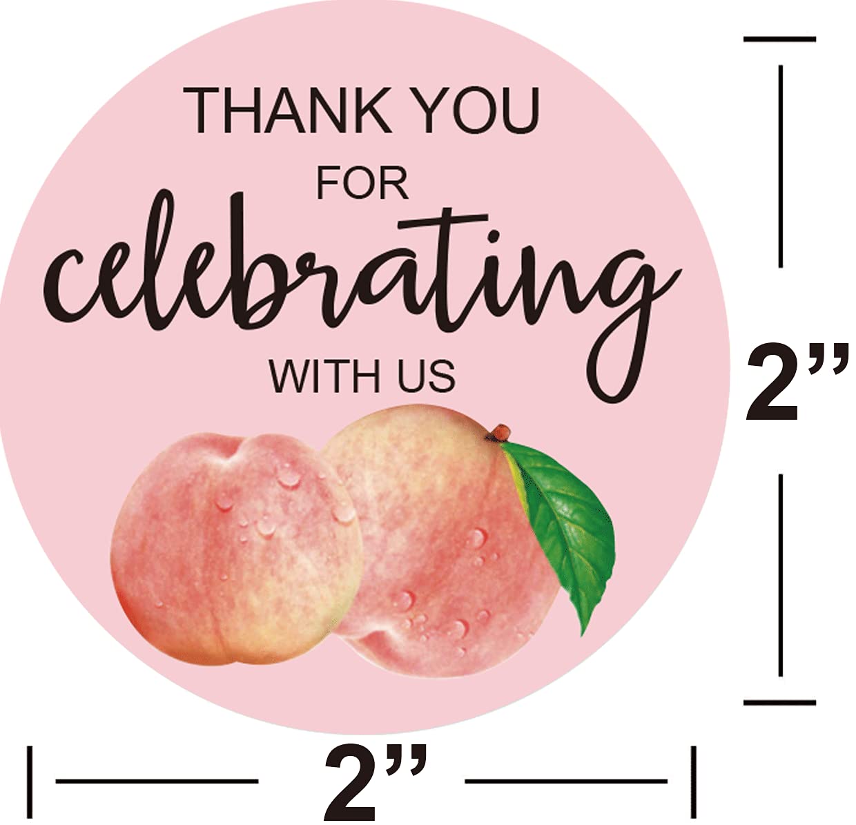 Peach Stickers Thank You for Celebrating with Us Stickers 2 Inch Peach Birthday Party Favor Sticker Labels 120 Pcs Per Pack