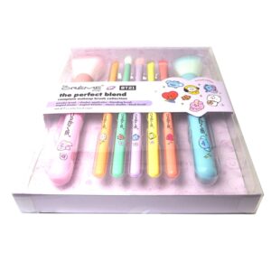 The Creme Crème Shop,BT21 BABY Perfect Blend Brush Collection [ Set of 7 ] Makeup Brushes Set + Free Zipper Bag