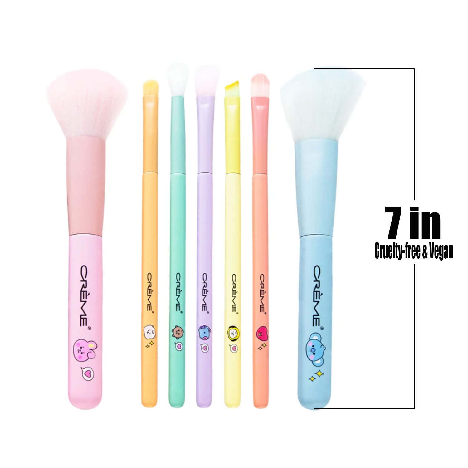 The Creme Crème Shop,BT21 BABY Perfect Blend Brush Collection [ Set of 7 ] Makeup Brushes Set + Free Zipper Bag