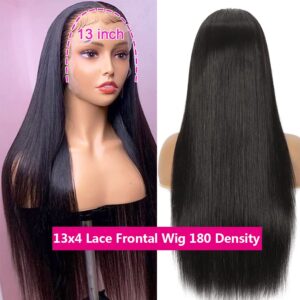 JARAMA Straight Human Hair Lace Front Wigs 13x4 HD Lace Front Wigs Human Hair Pre Plucked Brazilian Glueless Human Hair Wigs for Women 180% Density Transparent Lace Frontal Wigs Human Hair 22 Inch