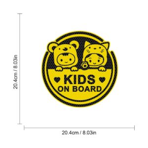 Iprokiu 2pcs Kids on Board Sticker for Cars Super Strong Reflective Funny Cute Baby in Car Sticker Safety Warning Sign Waterproof Auto Window Bumper Decal Baby on Board Car Sticker (Yellow)