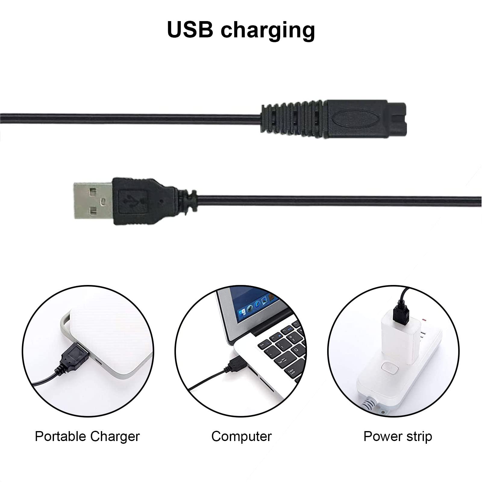 LinMei Shaver Charger Cord for Microtouch Solo Electric Shaver Solo Trimmer USB Charging Cable Solo Razor Charger 31.5 in with Cleaning Brush