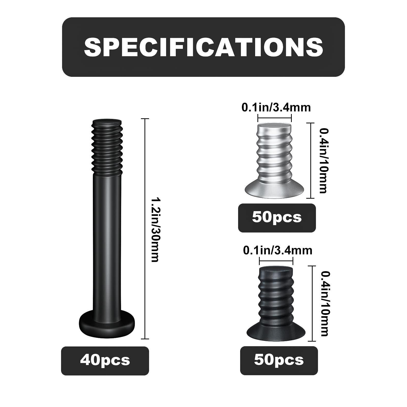 Zmbroll PC Computer Case Cooling Fan Screws Cross Recessed Head Self Tapping Screw M5x10 Black and Silver Case Fan Mount Screws Long Short Screws Kit