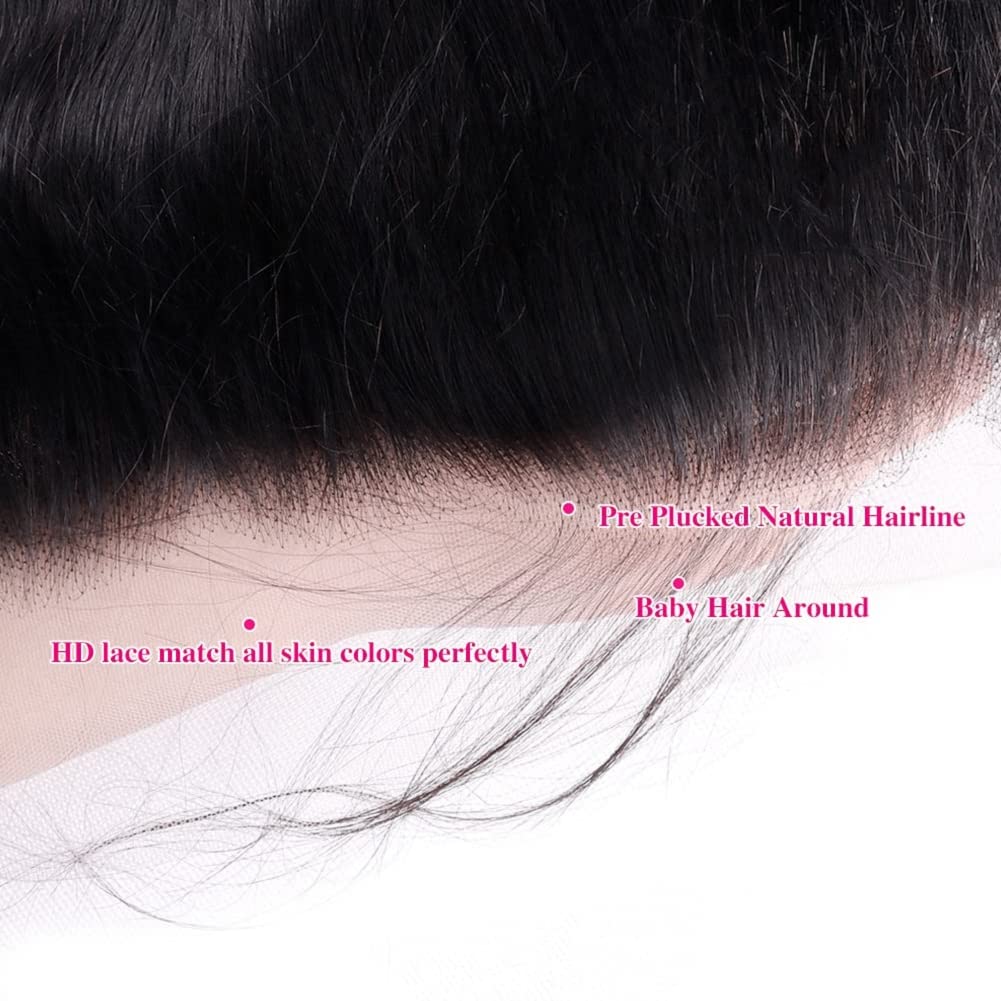 JARAMA Straight Human Hair Lace Front Wigs 13x4 HD Lace Front Wigs Human Hair Pre Plucked Brazilian Glueless Human Hair Wigs for Women 180% Density Transparent Lace Frontal Wigs Human Hair 22 Inch