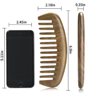 BESTOOL Wide Tooth Comb，Extra Large Sandalwood Wide Tooth Comb 100% Natural Sandalwood Comb Detangler for Curly Long Thick Wet or Dry Hair Anti-static