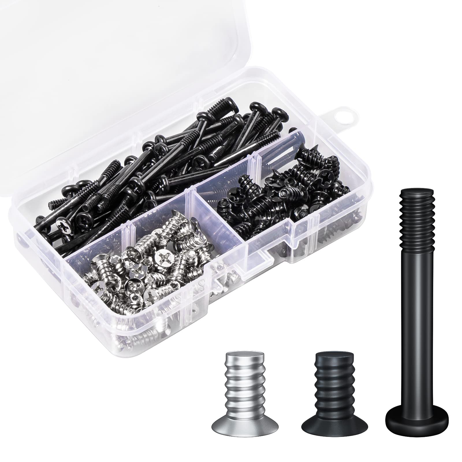 Zmbroll PC Computer Case Cooling Fan Screws Cross Recessed Head Self Tapping Screw M5x10 Black and Silver Case Fan Mount Screws Long Short Screws Kit