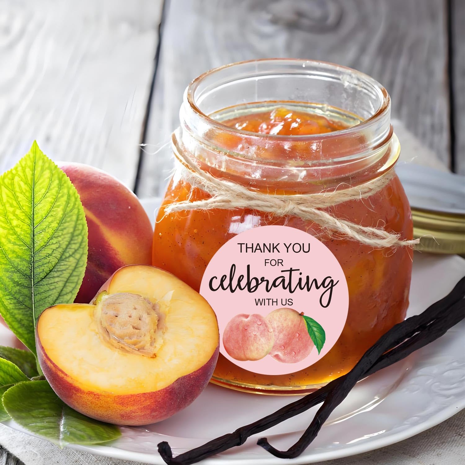 Peach Stickers Thank You for Celebrating with Us Stickers 2 Inch Peach Birthday Party Favor Sticker Labels 120 Pcs Per Pack