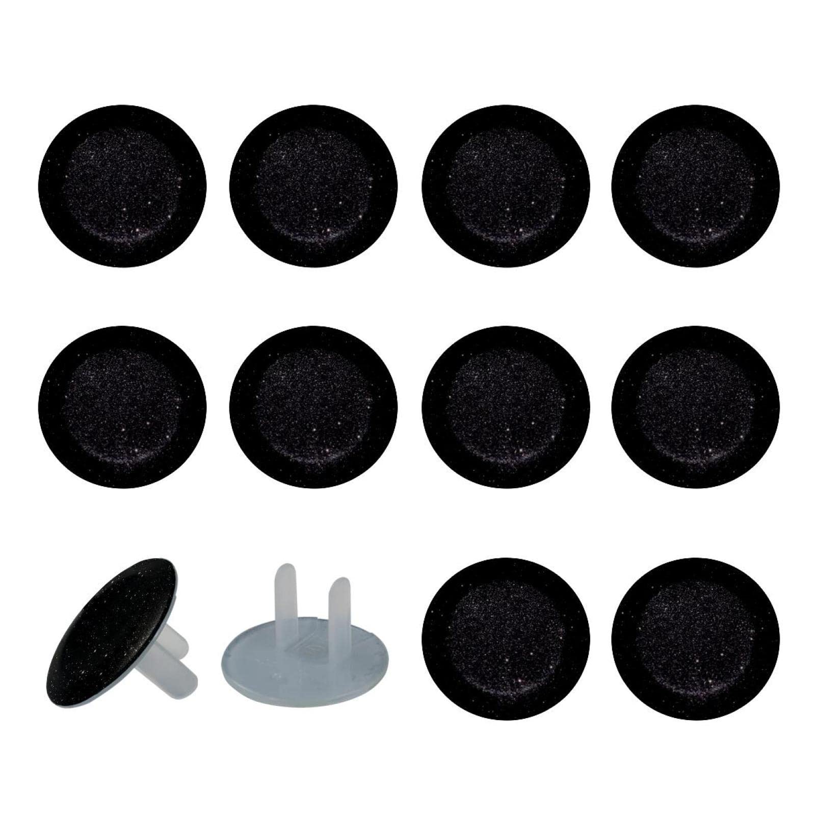 24 Pack Outlet Covers Baby Proofing, Child Safety Plug Covers for Electrical Outlets, Black Starry Sky Round Socket Covers for Kids Toddler Protection