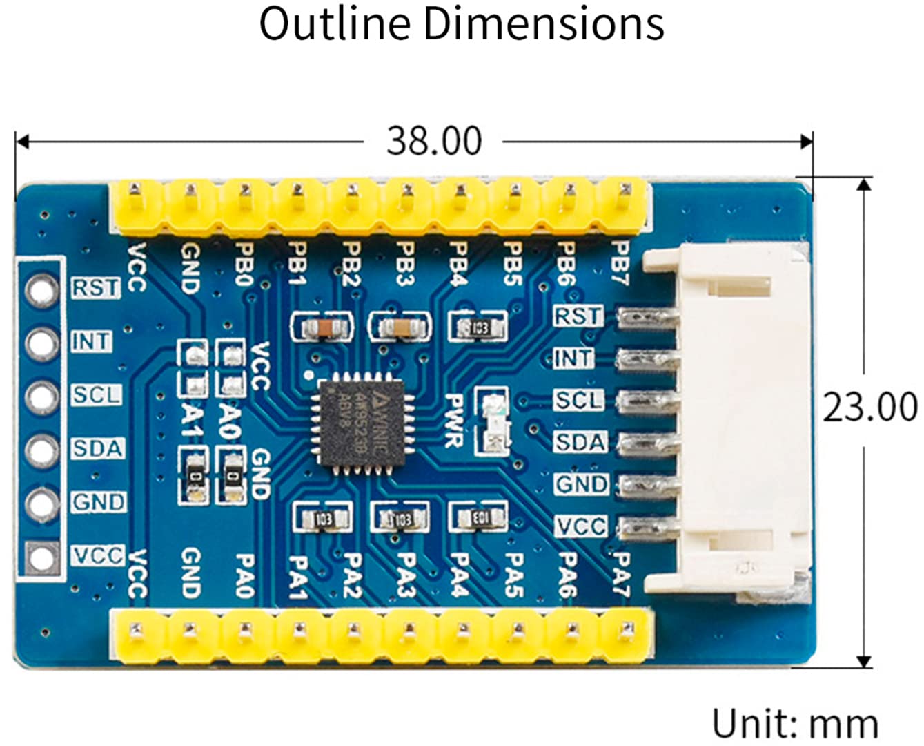 AW9523B IO Expansion Board for Raspberry Pi/Micro:bit/Ardu/STM32, I2C Interface, Expands 16 I/O Pins Allows Using 4 Expansion Boards at The Same Time, Expanding up to 64 I/O Ports