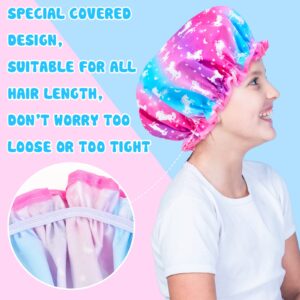 Shower Cap For Kids, Little Girl Shower Cap Unicorn Shower Cap For Girls, Cute Rainbow Long Hair Childrens Shower Cap Adjustable Waterproof Toddler Head Cap For Hair Girls While Taking Shower(Unicorn)