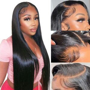 jarama straight human hair lace front wigs 13x4 hd lace front wigs human hair pre plucked brazilian glueless human hair wigs for women 180% density transparent lace frontal wigs human hair 22 inch