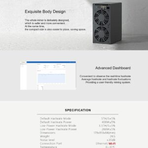 New Goldshell KD Box 2 II KDA ASIC Miner Dual Mode 5TH/s 400W or 3.5TH/s 260W Without PSU Ready to (KD Box II Without PSU)