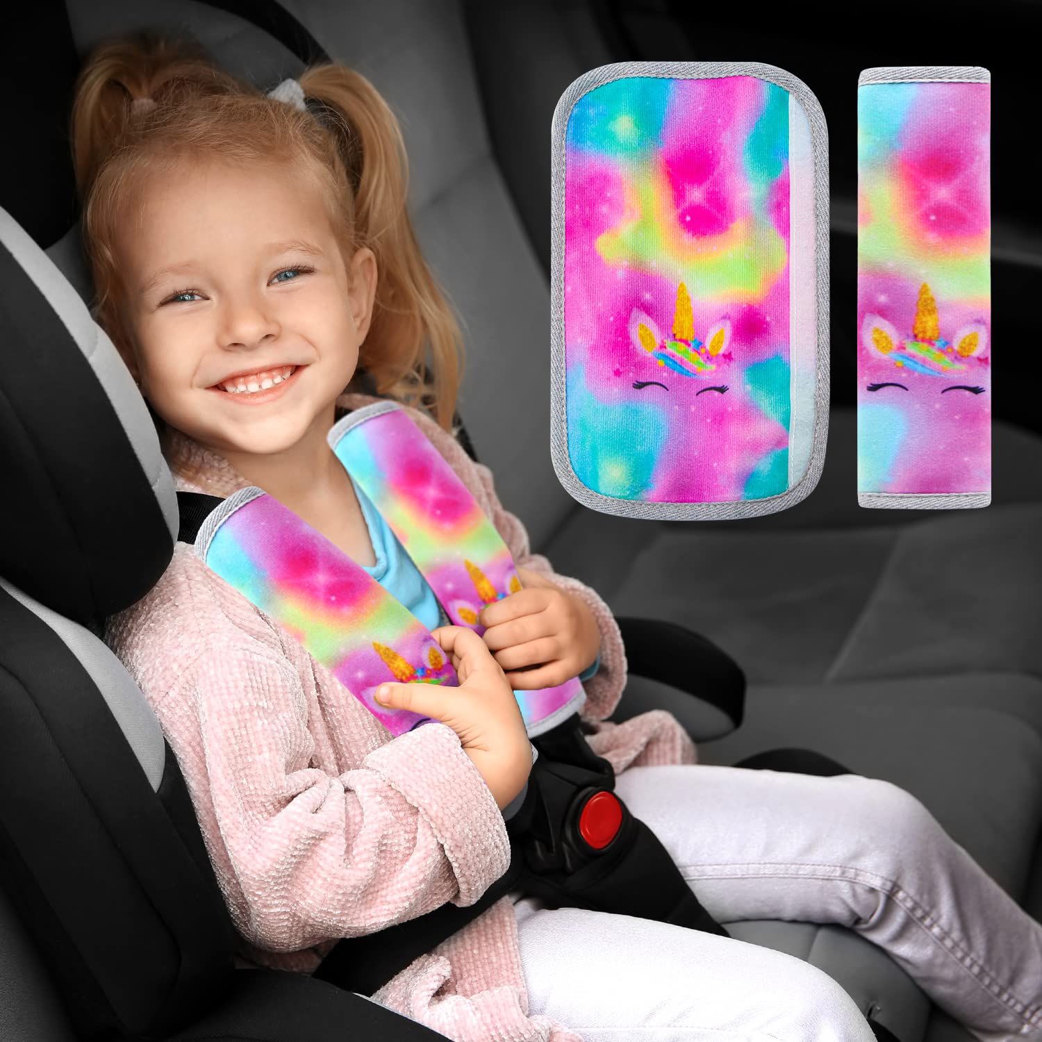 Car Pillow for Kids - Farcohy Seat Belt Cover for Kids Unicorn Seat Belt Pillow Kids Car Seatbelt Covers Seatbelt Cushion for Kids, Seat Strap Pillows Kids