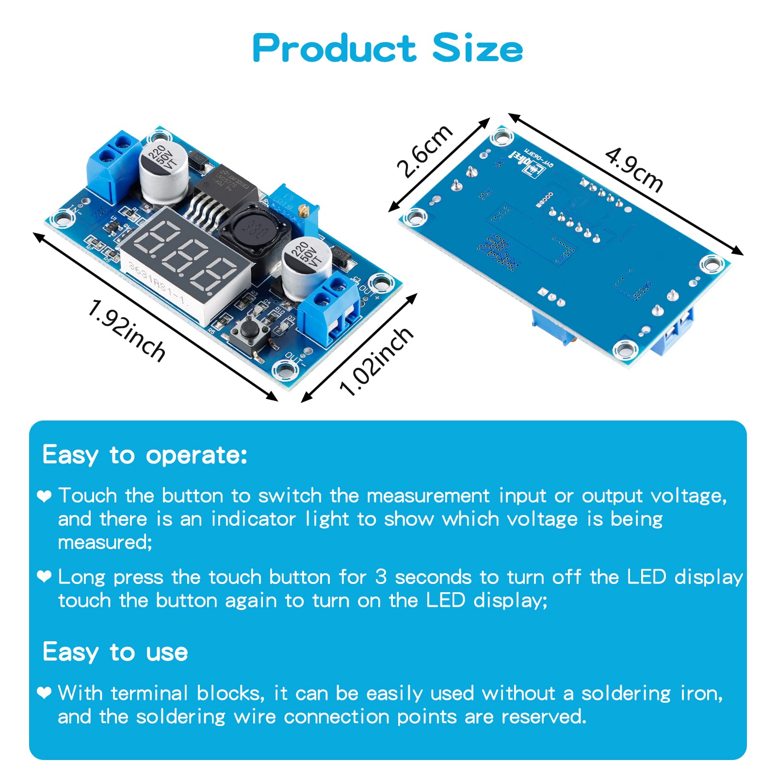 EC Buying LM2577 DC-DC Boost Module, Digital Display Board Adjustable with LED Display Digital Voltmeter Boost Converter, Digital Display Board Circuit Board Input 4-35V Output Current 3A (2PCS)