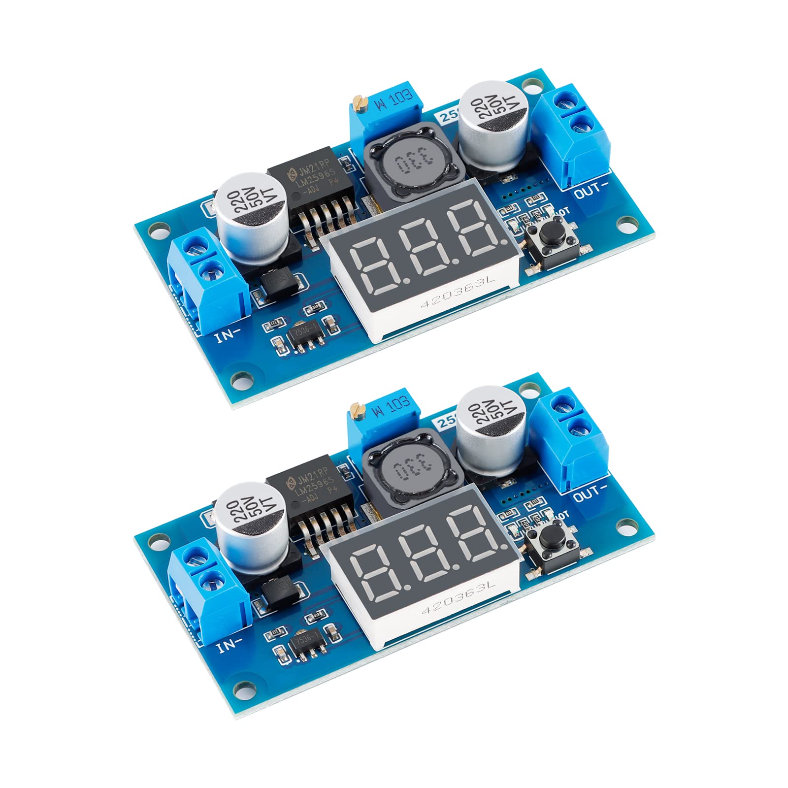 EC Buying LM2596 DC-DC Step-Down Voltage Module, Step-Down Converter, Adjustable Buck Converter Regulator Module with Digital Input 2.5V~40V Output1.25V~37V 3A/voltage Regulator with LED Display(2PCS)