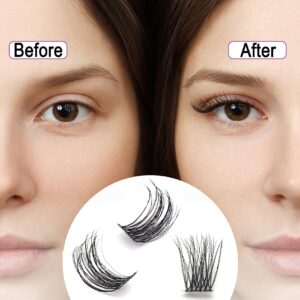 DIY Lash Clusters Lash Extension 39 Clusters Volume Individual D Curl Fluffy Lashes with Clear Band Makeup at Home Fake Eyelashes(FD02-12/14/16mm)