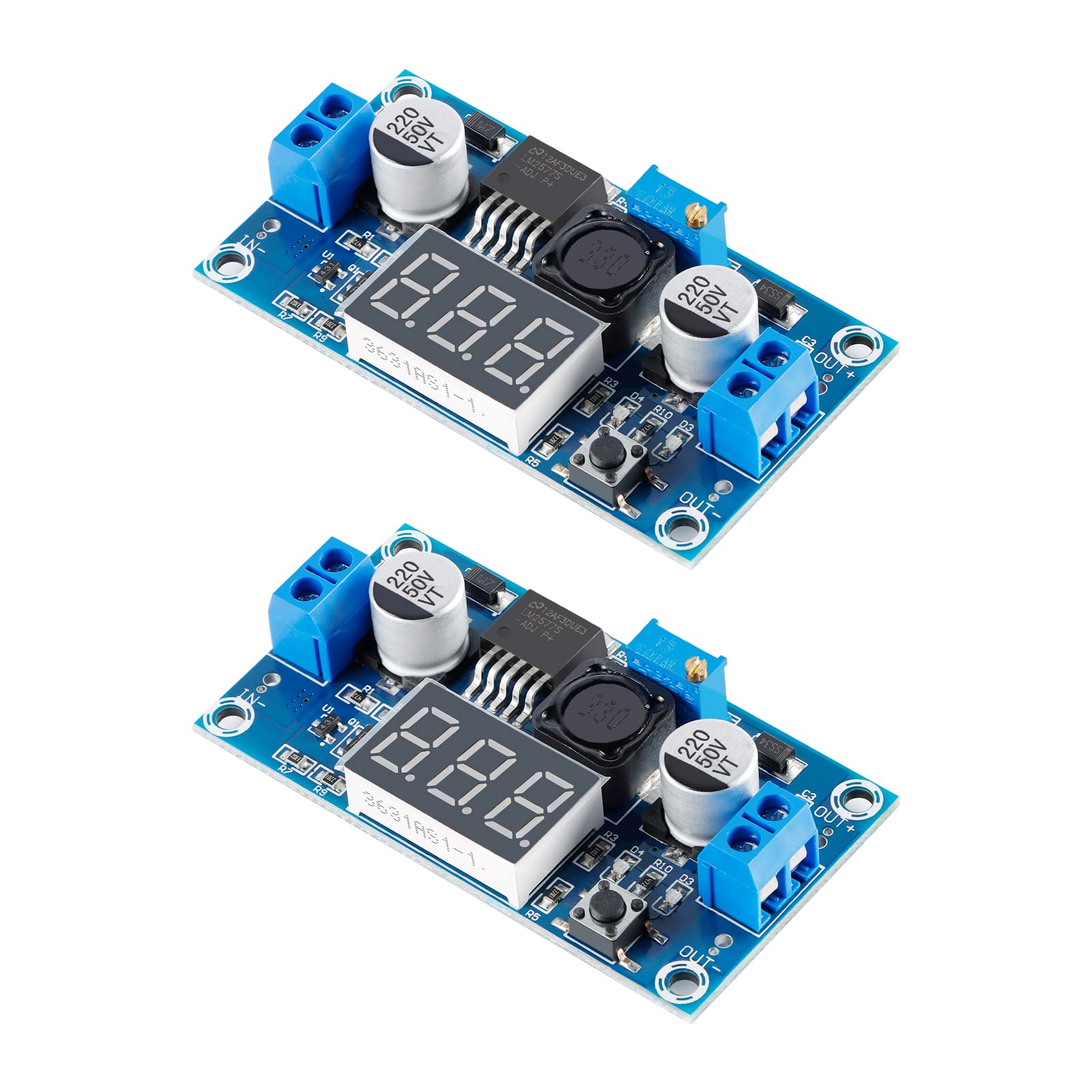 EC Buying LM2577 DC-DC Boost Module, Digital Display Board Adjustable with LED Display Digital Voltmeter Boost Converter, Digital Display Board Circuit Board Input 4-35V Output Current 3A (2PCS)